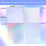 20 Sheets Holographic Printable Sticker Paper, 8.5x11 Inch Vinyl Sticker Paper for Inkjet & Laser Printer, Waterproof Dries Quickly Sticker Paper - Diamond/Rainbow/Glossy White/Star Cosrk