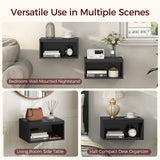 MAHANCRIS Floating Nightstand Set of 2, Wall Mounted Nightstand, Modern Floating Bedside Shelf with Open Shelf Cubby, Floating Side Tables Bedroom, Living Room, Black ETBK4901S2 MAHANCRIS