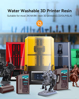 SUNLU Water Washable 3D Printer Resin 3kg, Large Bottle Water Washable Resin for Most Resin 3D Printers, 395 to 405nm UV Curing 3D Printing Liquid Photopolymer Resin, 3000g, Grey SUNLU