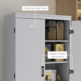HOMCOM 70" Kitchen Pantry Cabinet, Freestanding Storage Cabinet with 4 Doors and 2 Adjustable Shelves for Dining Room, Gray HOMCOM