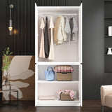 FAMAPY 4 Door Wardrobe Closet with Mirrors, Armoire Wardrobe Closet with Hanging Rod, Mirrored Armoire for Bedroom White (31.5”W x 15.7”D x 70.9”H) FAMAPY