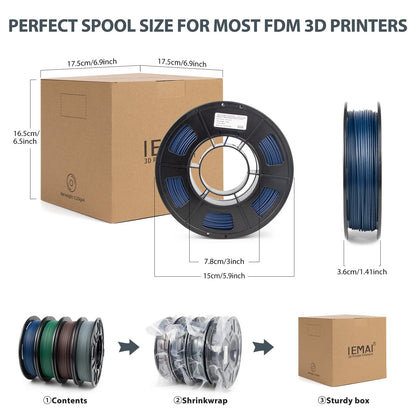 IEMAI 3D Printer Filament Bundle, Colorful Carbon Fiber PLA Filament 1.75mm, Carbon Fiber Filament 250g x 4 Spools(1kg) Dimensional Accuracy +/- 0.02mm (Blue/Blue Grey/Brown/Army Green) - WoodArtSupply