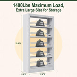 Metal Bookshelf, 5-Tier Bookcase with Adjustable Storage Shelf, 71" Tall Bookcases Heavy Duty bookcase with Bookends, Modern Bookshelf for Living Room, Library, Bedroom,Includes Book Stoppers-White CBCNWR