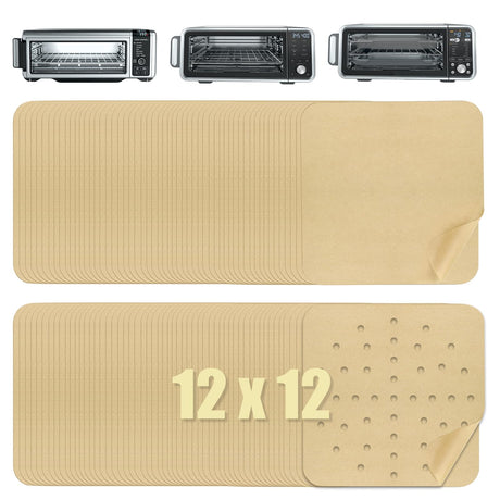 Golden Associate 12 x 12 inch Parchment Paper Liners Air Fryer Disposable Square130 Pcs, Perforated&without Holes Sheets Combo, 65-Pcs Each, Accessories for Ninja SP, Cuisinart, Breville, Instant Pot Golden Associate