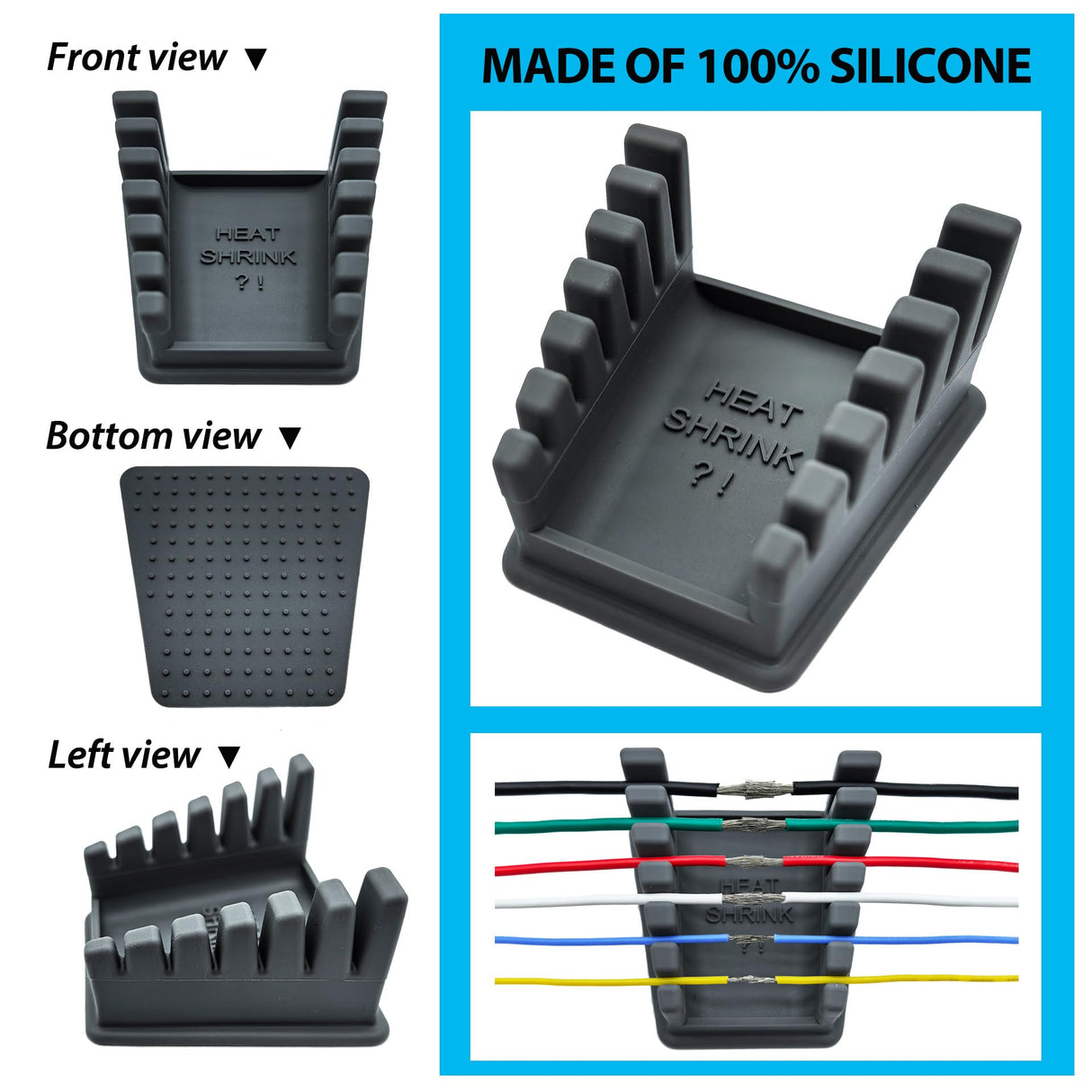 ZYRELYNX Upgraded Silicone Soldering Stand, Helping Hands Soldering Station, Soldering Wire Holder with 6 Slots - Third Hand Soldering Iron Stand for 32AWG to 12AWG Wires(Only Stand), Dark Grey, 1 Pcs ZYRELYNX