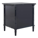 SAFAVIEH Home Collection Mina Modern Coastal 3 Drawer 25" Bamboo Nightstand, Navy/Gold Safavieh