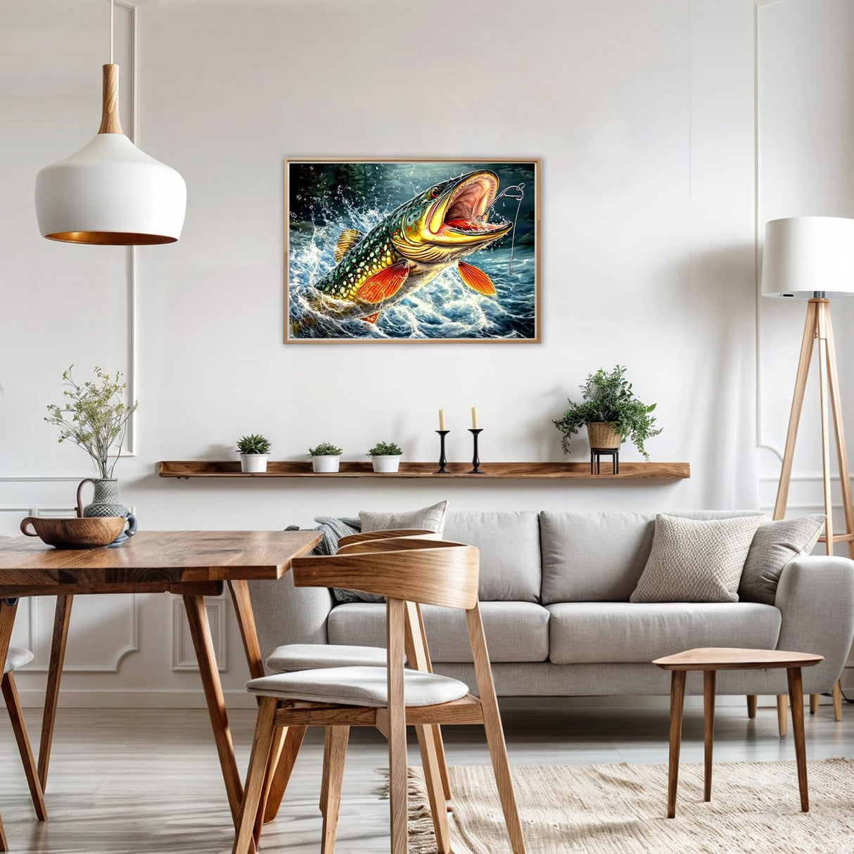 AIRDEA Diamond Art Paintings Kits for Adults,Fish DIY Gem Art Kits for Beginner,12x16 in,Big Fish,Round Full Drill AIRDEA