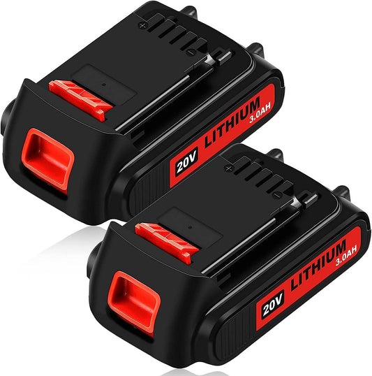 2 Pack 20Volt 3.0Ah MAX LBXR20 Repalcement for Black and Decke 20v Lithium Battery Compatible with Black and decker 20v battery LB20 LBX20 LST220 LBXR2020-OPE LBXR20B-2 LB2X4020 Cordless Tool - WoodArtSupply