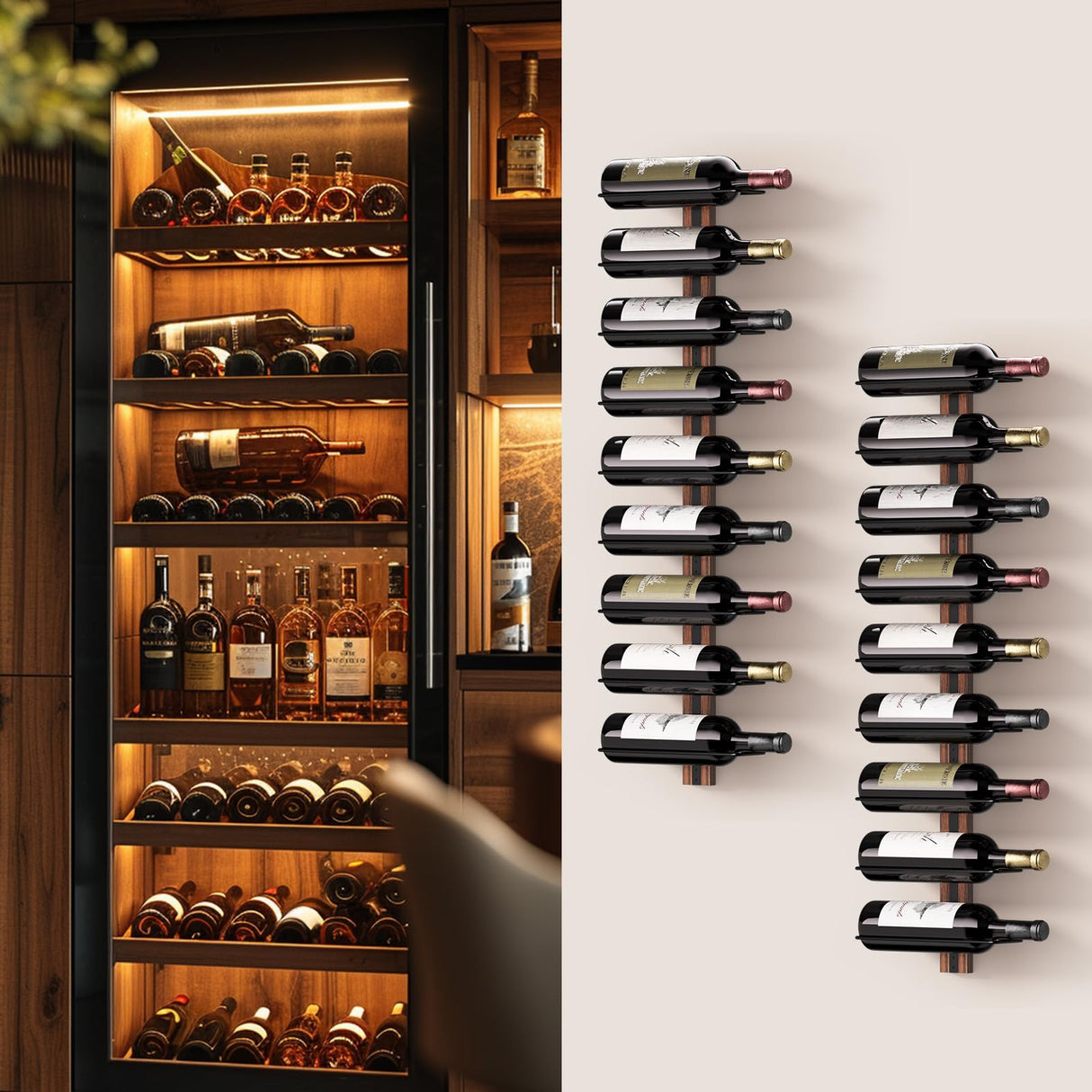 B4Life Wine Rack Wall Mounted for 12 Wine Bottles Wall Wine Rack Wood Wine Racks for Wall, Wine Holder Wall Mounted Wine Bottle Racks for Kitchen, Dining Room, Bar B4Life