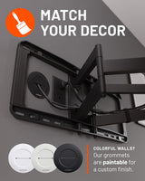 ECHOGEAR TV Cord Hider for Wall Mounted TV - Cable Management Kit Hides TV Wires - Includes 2 Pass Throughs, Locking Brackets, and Hole Saw Drill Attachment (White) ECHOGEAR