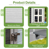 SELLERWE 8x4x6 FT Resin Lean to Shed, Waterproof Outdoor Storage Shed with Floor, Window, Lockable Door & 2 Windows, Tool Shed for Patio Garden, Lawn, Backyard, Dove Grey SELLERWE