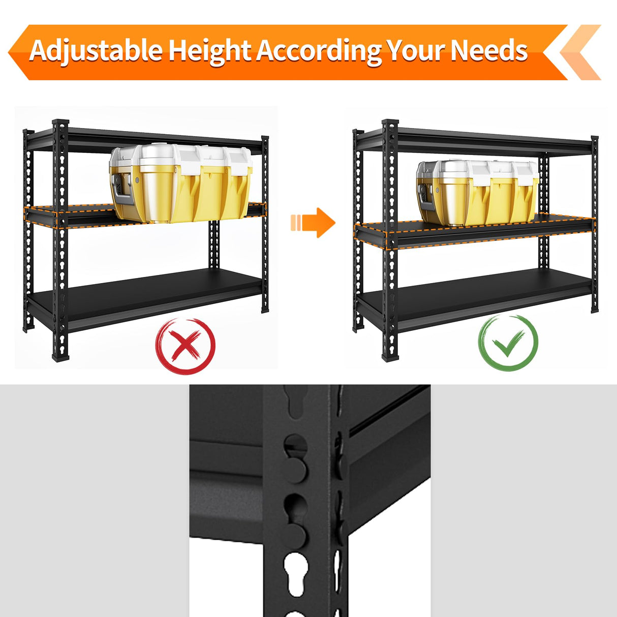 SDXYSTCE 3-Tier Garage Shelving Heavy Duty,40”W x 18”D x 36”H Metal Shelving Unit，1320 lbs Weight Capacity Adjustable Storage Shelves for Retiple Tanks, Aquariums, Pantry, Garage，Black SDXYSTCE