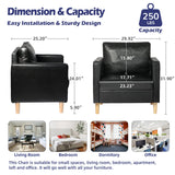 STHOUYN Black Faux Leather Accent Chairs Set of 2 Small Living Room Bedroom Chairs, Comfy Reading Chair Single Sofa for Adults, Suitable Small Spaces Office Couch, Easy Assembly STHOUYN