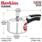 Hawkins 1.5 Litre Classic Pressure Cooker, Induction Inner Lid Cooker, Pan Cooker, Best Cooker, Silver (ICL15) HAWKINS