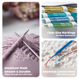 Ruidi Interchangeable Aluminum Circular Knitting Needles Set - 13 Pairs of 4 Inch (10cm) Needles with 4 Cables, Needle Holders & Leather Bag - Perfect for Smooth Knitting & Versatile Projects RUIDI