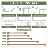 HTZON 2 Pack Wood Curtain Rods for Windows 28 to 48 Inch,1 Inch Wood Grain Ball Adjustable Curtain Rod,Boho Heavy Duty Curtain Rods,Farmhouse Rustic Window Curtains Rods,Brown Drapery Rods Set 18-45" HTZON