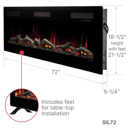 Dimplex Sierra Electric Fireplace Heater, 72" Inch, Black, 1400W - Wall Mounted Linear Fireplace with Realistic Flames, Adjustable Ember Bed, Remote Control - Thin Fireplace for Living Room, Bedroom