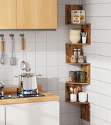 VIMBER 5-Tier Corner Shelf Wall Mount, Corner Bookshelf, Industrial Corner Ladder Shelf, Modern Display Shelf for Living Room, Bedroom, Kitchen, Home Office, Bathroom, Rustci Brown UJSJ003F VIMBER