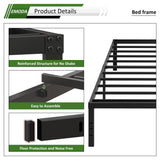 EMODA 18 Inch Twin Bed Frame No Box Spring Needed, Heavy Duty Tall Metal Twin Platform Bed Frames with Large Storage Space, Noise Free, Easy Assembly, Black EMODA