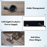 AMERLIFE 70" Floating TV Stand with LED Lights and Power Outlet, High Gloss Wooden Texture Wall Mounted Media Console Entertainment Center for TVs Up to 80", Grey AMERLIFE