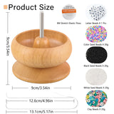 hobbyworker Upgrade Wooden Bead Spinner with 2 Pcs Big Needles,8000 Pcs Seed Beads and 1 Surprise Gift Pack for Jewelry Making Tools,Quickly Stringing Beads Tool, Manual Operated hobbyworker