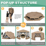 COBIZI 15x15ft Extra Large Pop-Up Gazebo Canopy Tent with Mosquito Netting, Spacious Easy Set-Up Screened Shelter, Durable Outdoor Pavilion with Ground Stakes, Perfect for Patio, Backyard, and Lawn COBIZI