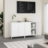 Steehoom Metal Storage Cabinet with 2 Door, Steel Locker Sideboard Buffet Cabinet Console Table for Home Office (White) Steehoom