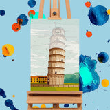 Offito 4 Pack Framed Paint by Numbers Kit for Adults Beginners with Wooden Easel, Cityscape Easy Paint by Number Kit with Frame, Watercolor Adult Paint by Number Framed Canvas (8 * 12 Inch) Offito