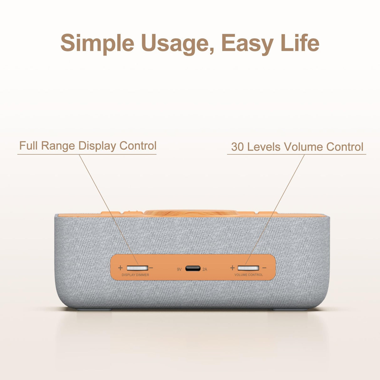 REACHER Sound Machine Alarm Clock with Magnetic Wireless Charging for iPhone, 15W Fast Wireless Charger Alarm Clocks White Noise Machine for Sleeping, Dimmable Display for Bedrooms-Wood Grain REACHER