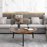 Large Oval Coffee Table Espresso Wood Mid Century Modern Unique Retro Farmhouse - Contemporary Triangle Small Table for Living Room, Bedroom Bedside Table and Office 19" D x 34" W x 16" H WDSHIYI