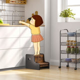 HOOBRO Step Stool for Kids, Two Step Toddler's Stool, Kids Potty Training Stool with Handles, Non-Slip Pads for Safety, Easy to Move, for Sink, Bathroom, Bedroom, Rustic Brown BF01JD01G1 HOOBRO