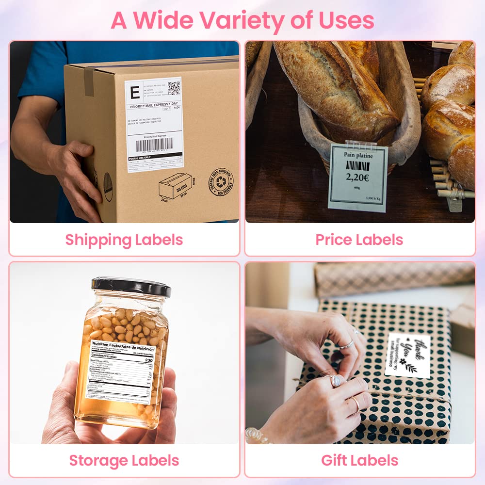 Phomemo Bluetooth Thermal Label Printer, 241BT 4X6 Wireless Shipping Labels Printer for Small Business, Pink Label Printers for Shipping Package, Compatible with iPhone, Android, Amazon, Shopify, USPS Phomemo