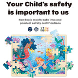 MoinKidz 48 Piece Puzzles for Kids Ages 3-5, Fun Mermaid Wooden Jigsaw Puzzles for 3 Year Old with Unique Puzzle Pieces, Preschool Toddler Puzzles Ages 4-8 with Puzzle Tray MoinKidz