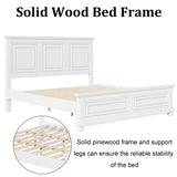 Mirightone King Size Platform Bed with Tall Headboard & Footboard in White Pinewood Mirightone