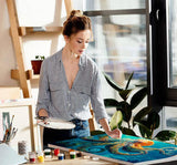 VIGEGU Paint by Numbers Kit for Adults with Framed - Octopus Paint by Number with Wooden Easel DIY Nice Box Acrylic Oil Painting,for Wall Decor 8x12inch VIGEGU