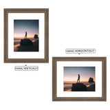 Golden State Art, 16x20 Picture Frame - Displays 11x14 Photo with Mat or 16x20 Without Mat, Wide Moulding Solid Wood Frame for Wall Display, Distressed Brown Golden State Art