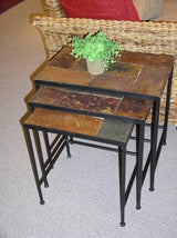 Zhongma Nesting Tables Set of 3, End Tables with Slate Table Top, Solid Real Stone, Side Table, Accent Table Zhongma