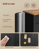 SONGMICS Storage Cabinet, Metal Cabinet, Sideboard with 2 Doors, Magnetic Closure, Adjustable Shelves, Steel Frame, Rustic Brown and Matte Black ULSC204B01 SONGMICS