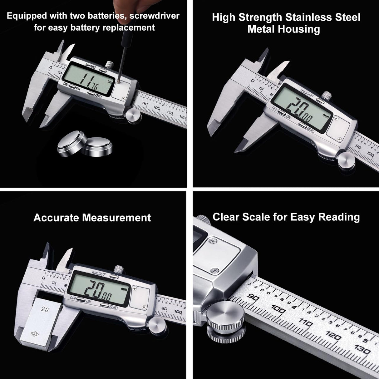 Kynup Digital Caliper, Caliper Measuring Tool, Micrometer Dial Vernier Caliper Digital, Full Turn Off, Stainless Steel, Switch from Inch Metric Fraction (6Inch/150MM) Kynup