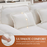 ONEMMLION U Shaped Cloud Couch Sectional Sofa, 124" Comfy Fluffy Chenille White Sectional Couches for Living Room with Double Chaise Lounge, Modern Modular Sectional Sofa with Central Console USB Port ONEMMLION