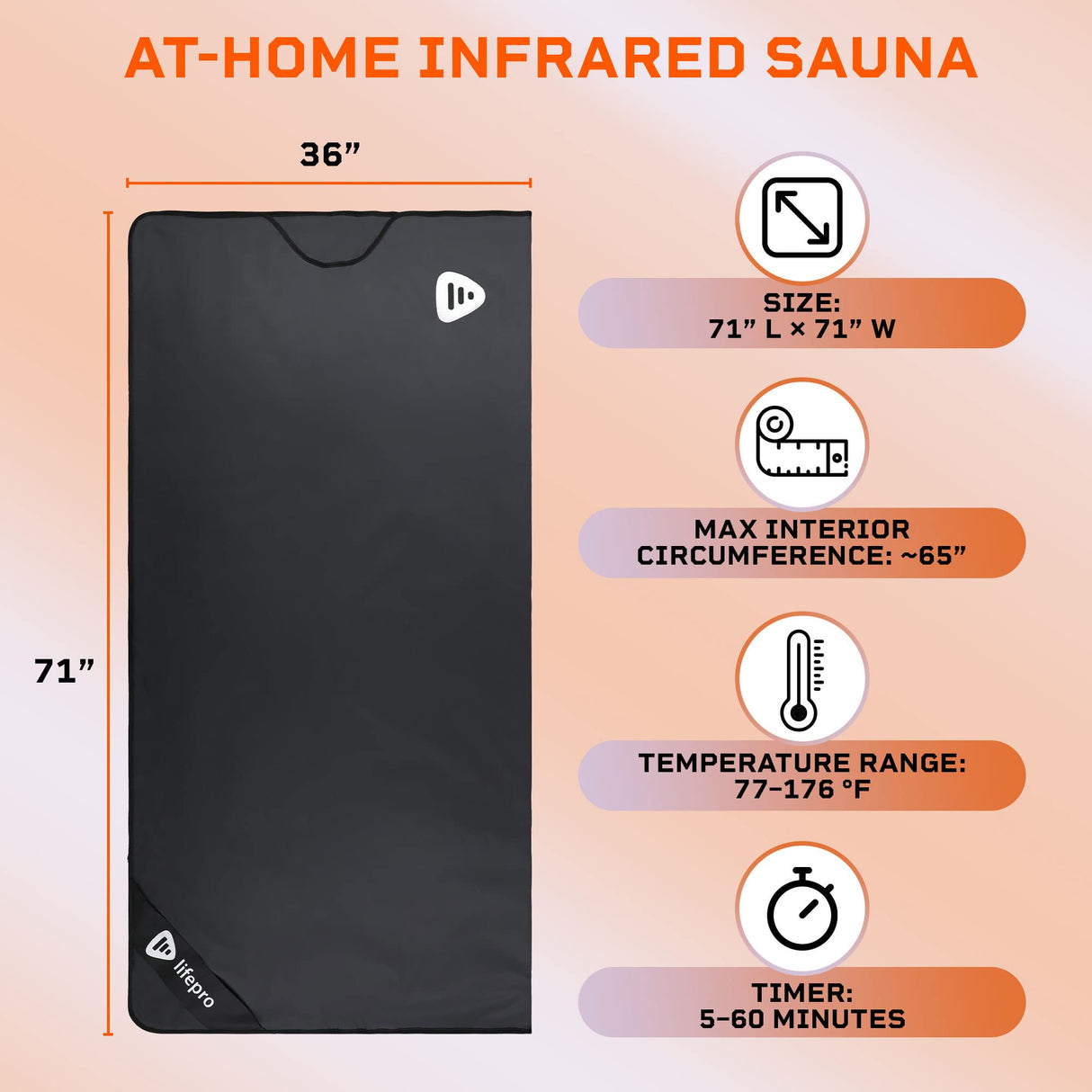 LifePro Rejuvawrap Far Infrared Sauna Blanket - Portable Infrared Sauna for Home Relaxation - Sauna Blanket - Infrared Blanket Sauna with 77–176 °F Temp Range LifePro
