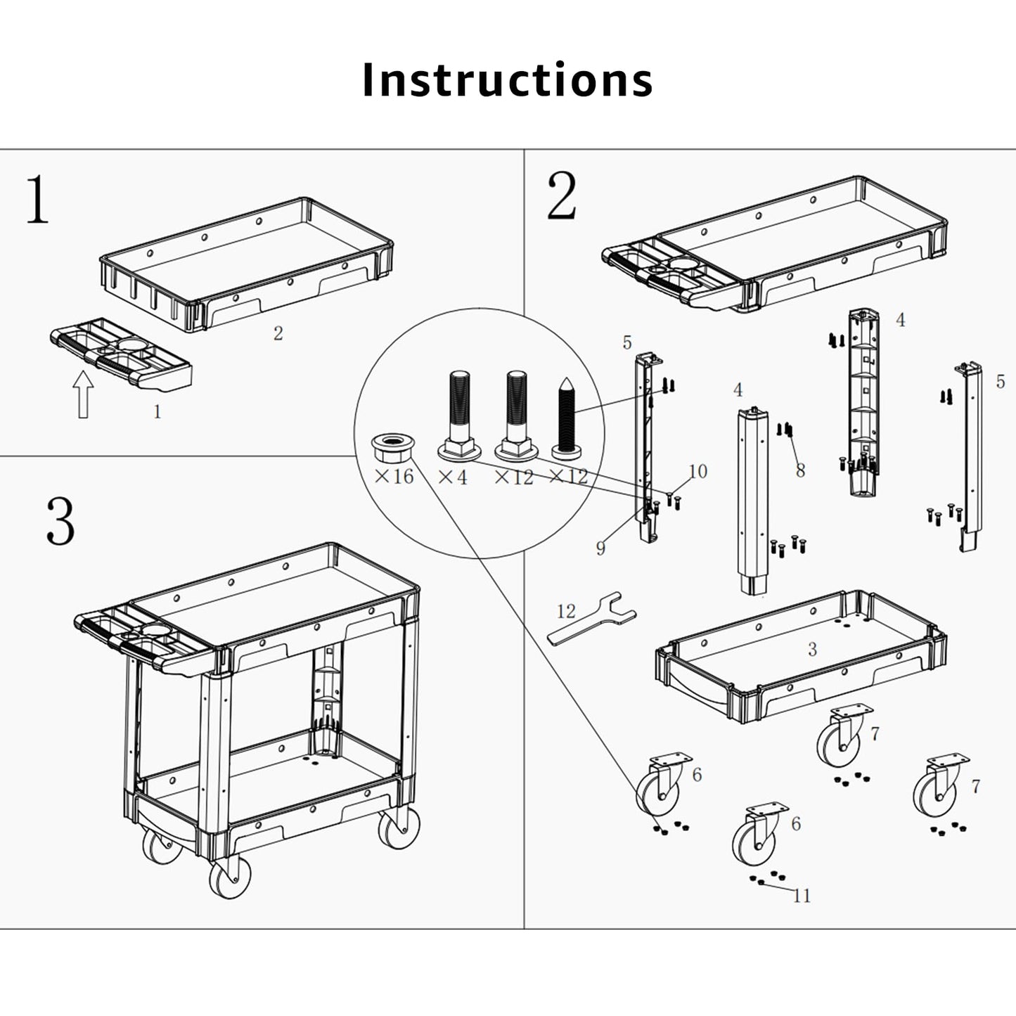 Our Modern Space Commercial Grade 2 Shelf Utility Cart with Wheels - Rolling Tool Cart, Heavy Duty Service Push Cart for Business Warehouse Office Restaurants Ecommerce Garage - WoodArtSupply