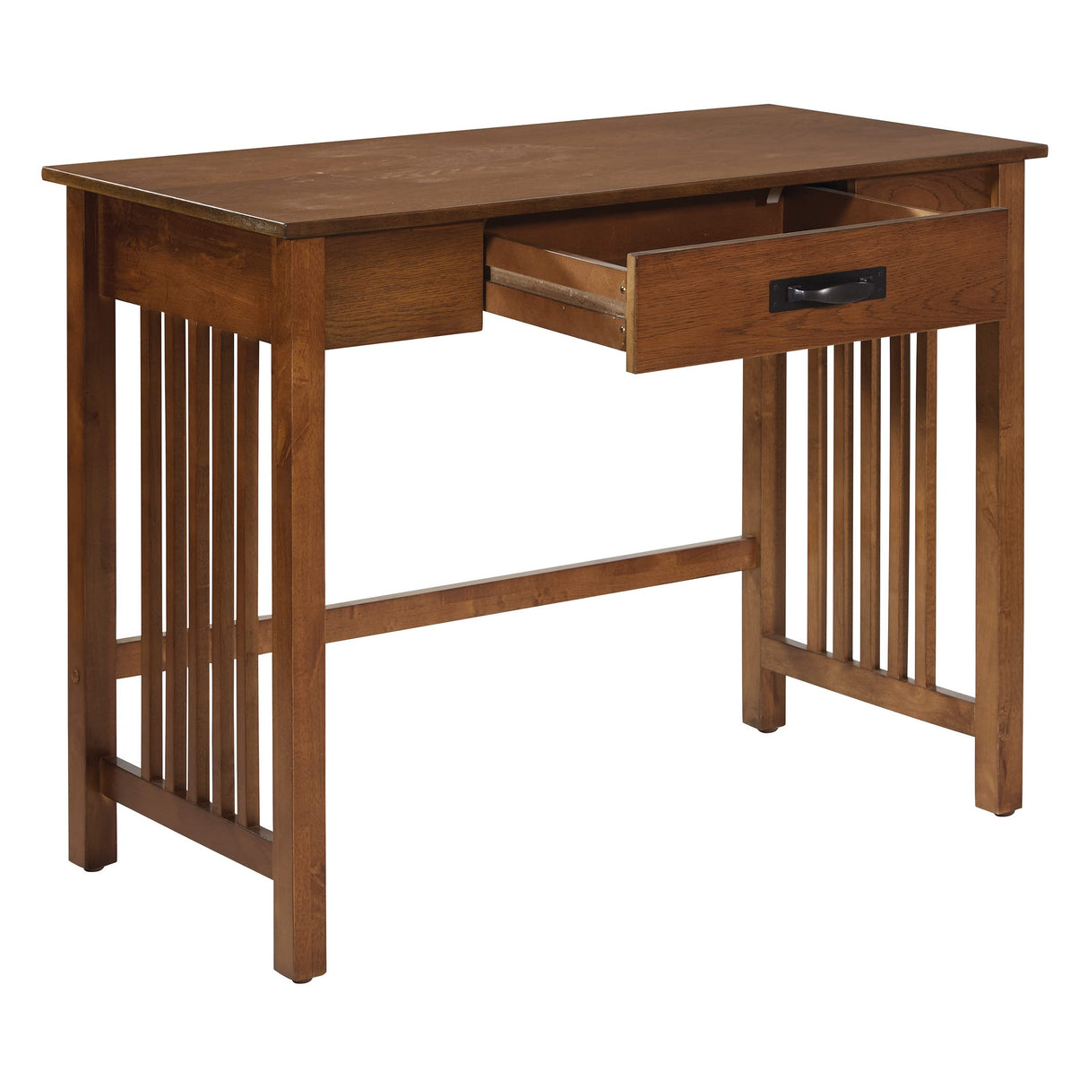 OSP Home Furnishings Sierra Writing Desk with Pull-Out Drawer and Mission Style Side Panels, Ash Brown Office Star Products