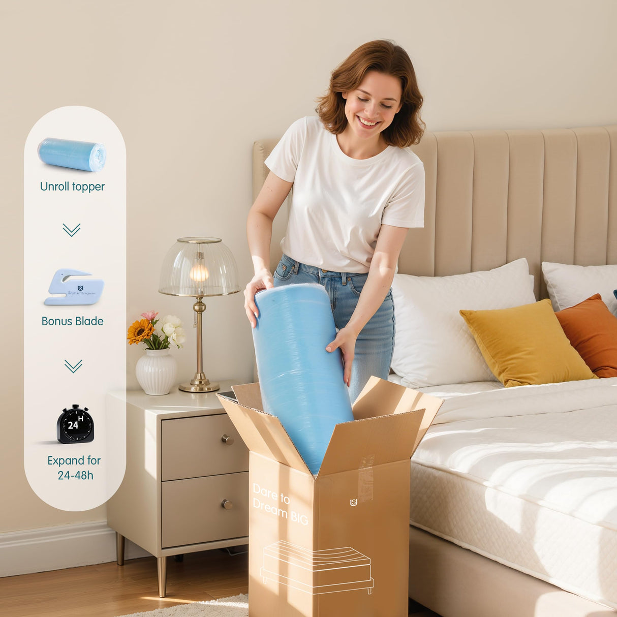 SyMax King Mattress Topper, Gel Infused Memory Foam Mattress Topper, Soft Bed Topper Mattress Pads for Bed, Sofa, RV, CertiPUR-US Certified, Blue, 3 Inch SyMax