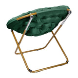 Flash Furniture Gwen Oversize Folding Saucer Chair - Emerald Faux Fur Moon Chair - Soft Gold Metal Frame - 38" Portable Folding Chair - for Dorm and Bedroom Flash Furniture
