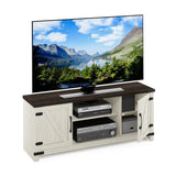 Furinno Jensen Farmhouse Barn Door Living Room TV Stand with Storage Cabinets for TV up to 70 Inch, Ebony/White Wash Furinno