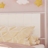 GAOMON Kids Canopy Bed Frame with Headboard & Footboard, Upholstered Twin Bed Frames with Arched Mosquito Net Poles, Sturdy Metal Slats, No Box Spring Needed, Easy Assembly, White GAOMON