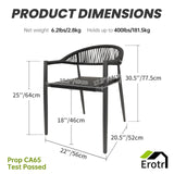 Erotr 8 Pcs Stackable Dining Chairs, Aluminum Rattan Outdoor Dining Chair with Arms, Woven Rope Patio Armchair Metal No Assembly for Bistro Garden Balcony Porch Deck Yard Cafe Restaurant, Black Erotr