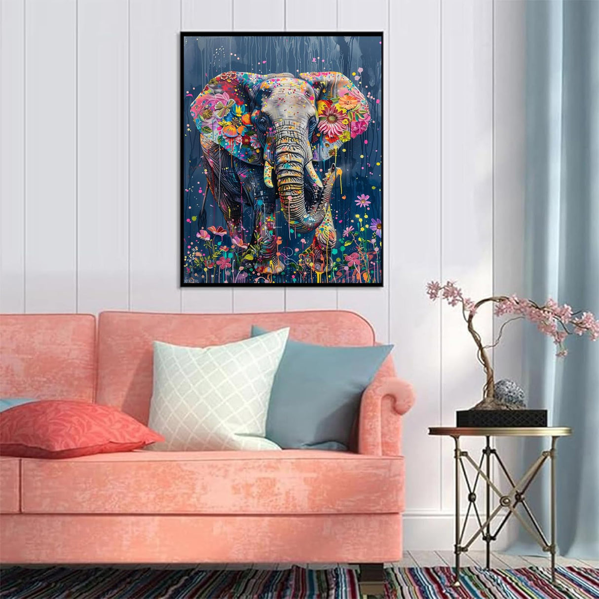 XTXGERL Paint by Numbers Elephant for Adults, Acrylic Oil Painting by Numbers Kits for Beginner with Paintbrushes Brushes Art Crafts Canvas for Home Decor 16x20 inch / 40x50 cm XTXGERL