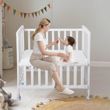 Flwrgirl Baby Bassinets Bedside Sleeper - Pine Wood Bassinet Bedside Sleeper,6 Heights Bedside Bassinet for Baby,Co Sleeper for Baby in Bed with Mattress,Baby Bedside Bassinet Crib,White Flwrgirl